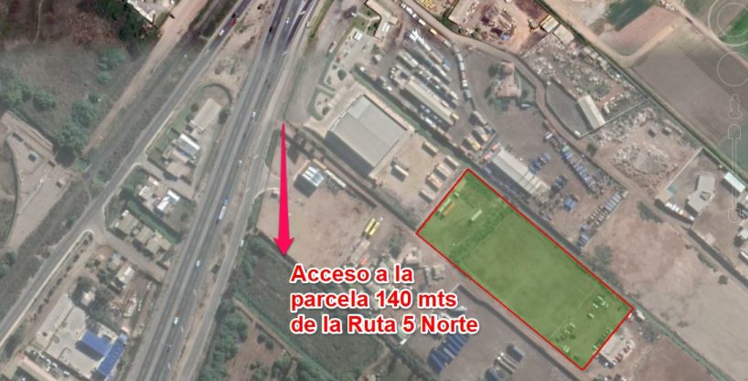 Arriendo Parcela Industrial e 140 mts Ruta 5 Norte sector paso nivel Peñuelas, atras espacio cubico